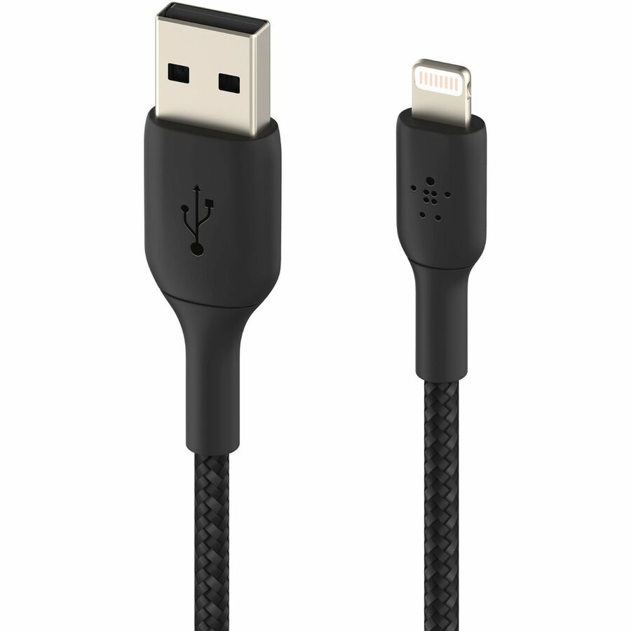 Belkin Braided Lightning to USB-A Cable (2m / 6.6ft, Black) - CAA002bt2MBK
