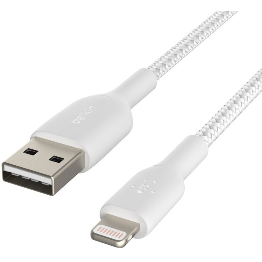 Belkin Braided Lightning to USB-A Cable (2m / 6.6ft, White) - CAA002bt2MWH