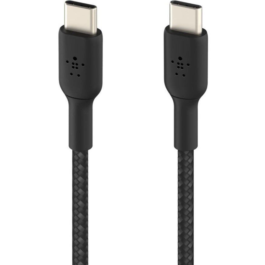 Belkin 60W USB-C to USB-C Cable - 480 Mbps - Nylon, Braided - M/M - 2m/6.6ft - Black - CAB004BT2MBK