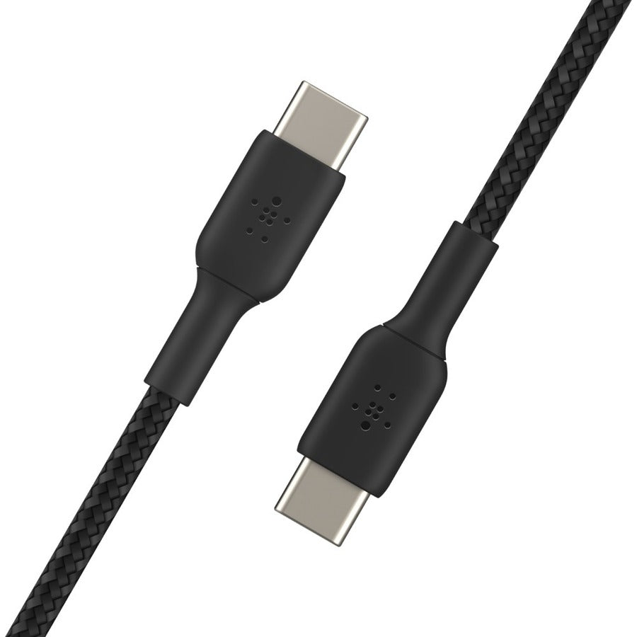 Belkin 60W USB-C to USB-C Cable - 480 Mbps - Nylon, Braided - M/M - 2m/6.6ft - Black - CAB004BT2MBK