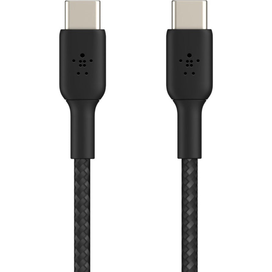 Belkin 60W USB-C to USB-C Cable - 480 Mbps - Nylon, Braided - M/M - 2m/6.6ft - Black - CAB004BT2MBK