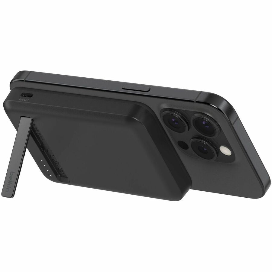Belkin 15W Wireless Magnetic Power Bank w/ Stand, Qi2 - 5K mAh - 1xUSB-C - Portable Charger - w/ USB-C to USB-C Cable - Black - BPD006btBK