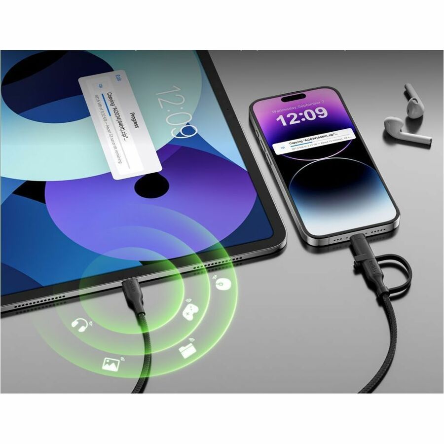Belkin BoostCharge Pro 2-in-1 Cable with USB-C and Lightning Connector - CAC003fq1.5MBK
