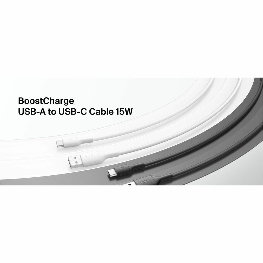 Belkin BoostCharge USB-A to USB-C Cable 15W, 6.6ft/2m, Black - CAB021fq2MBK