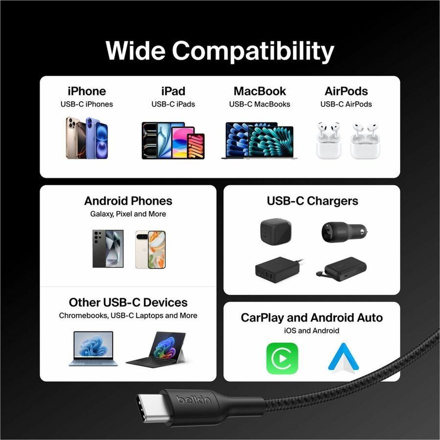 Belkin USB-C to USB-C Braided Cable 240W - CAB025fq2MBK