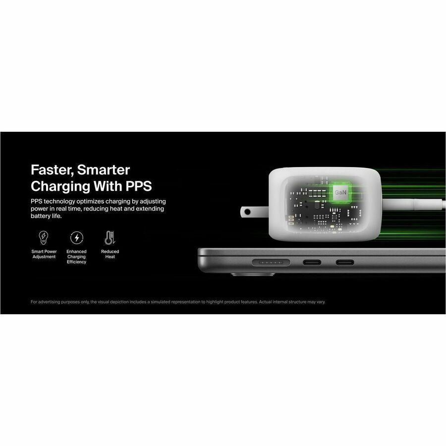 Belkin 100W GaN 3-Port USB Wall Charger - 1xUSB-A, 2xUSB-C - Foldable Prongs - Power Adapter - White - WCH016dqWH