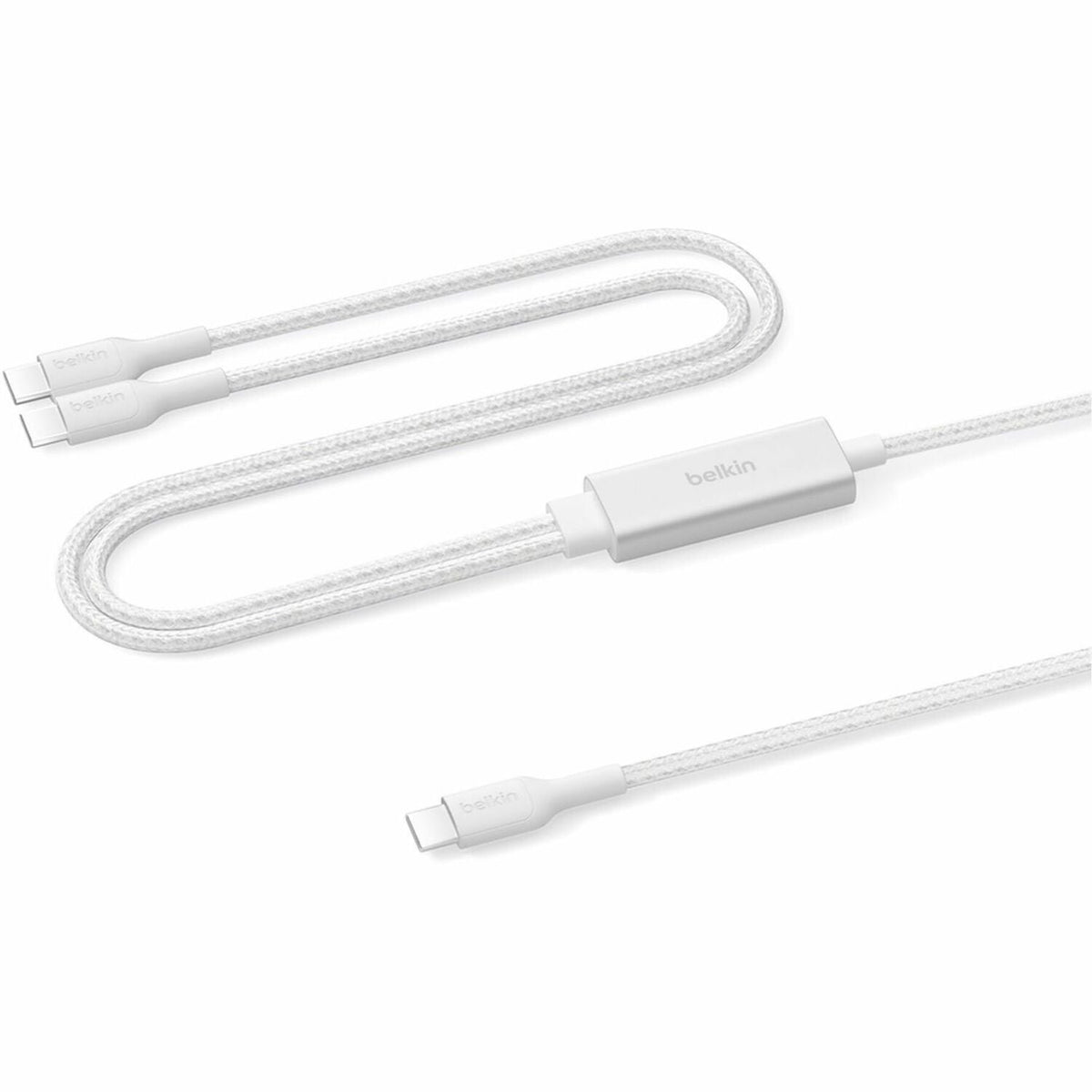 Belkin BoostCharge Pro Braided USB-C to Dual USB-C Cable 140W, White, 5ft/1.5m - CAC004fq1.5MWH