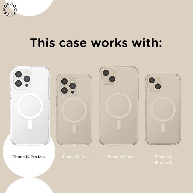 PopSockets iPhone 14 Pro Max Phone Case w/MagSafe- Latte | Magnetic, Wireless Charging, Camera & Drop Protection, Brown, Plain, Cream, Beige, Summer Spring