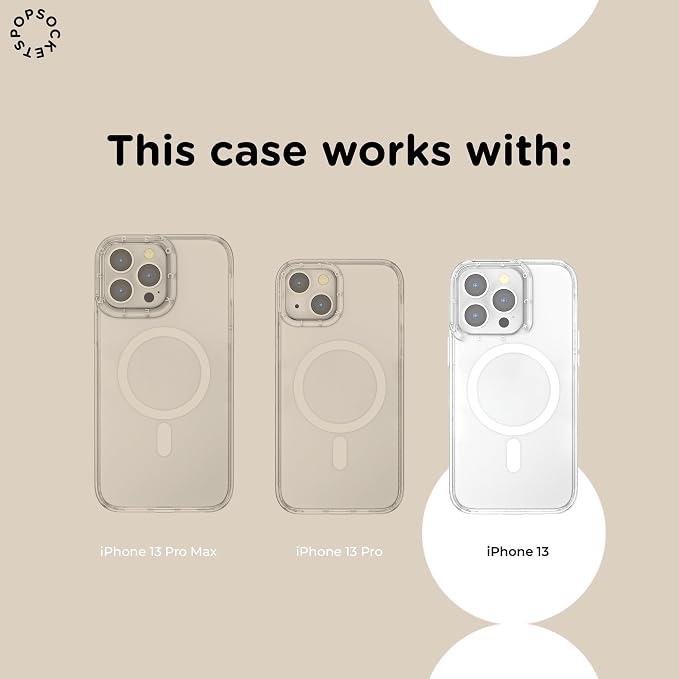PopSockets iPhone 13 Case Compatible with MagSafe, Phone Case for iPhone 13, Wireless Charging Compatible - Red Shrooms