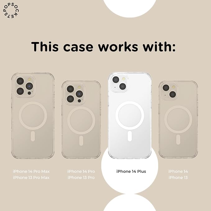 PopSockets iPhone 14 Plus Phone Case with MagSafe- Tiny Bows | Magnetic, Wireless Charging, Camera & Drop Protection, Bow, Phone, Women
