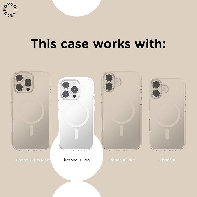 PopSockets iPhone 16 Pro Phone Case with MagSafe, Wireless Charging Compatible, Neutral - Amber