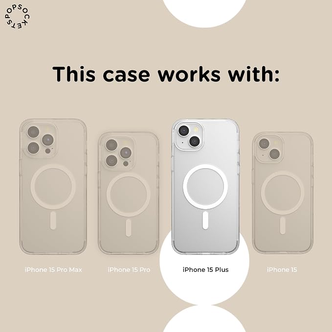 PopSockets iPhone 15 Plus Phone Case with MagSafe- to-Go Wrap | Magnetic, Wireless Charging, Camera & Drop Protection, Checkered, Red, Textured