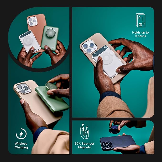 PopSockets iPhone 15 Pro Phone Case with MagSafe- Nightshade | Magnetic, Wireless Charging, Camera & Drop Protection, Green, Teal, Turquoise, iPad, Removable, Popper