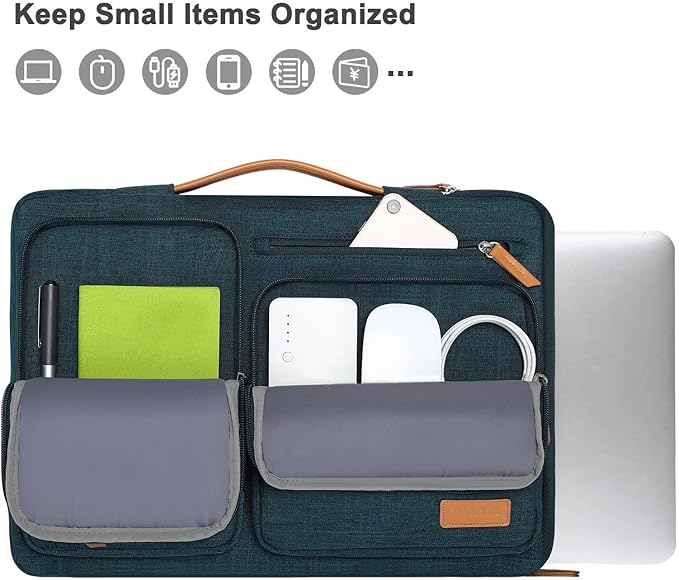 MOSISO 360 Protective Laptop Case 15 inch, 15 inch Laptop Sleeve Compatible with MacBook Air M4 M3 M2 2025 2024 2023, Dell XPS Plus, Side Open Carrying Case with 4 Zipper Pockets&Handle, Teal Green