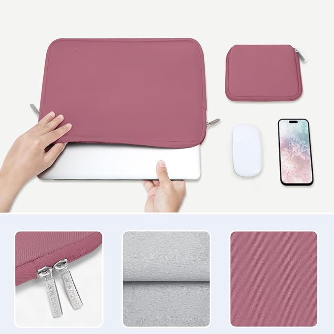 MOSISO Laptop Case 15 inch, 15 inch Laptop Sleeve Bag Compatible with MacBook Air 15 M4 A3241 M3 A3114 M2 A2941 2025 2024 2023, Dell XPS 15, Neoprene Computer Sleeve Bag with Small Case, Dusty Rose