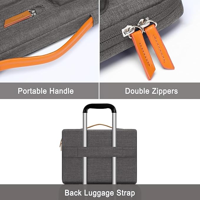 MOSISO 360 Protective Laptop Case 15 inch, 15 inch Laptop Sleeve Compatible with MacBook Air M4 M3 M2 2025 2024 2023, Dell XPS Plus, Side Open Carrying Case with 4 Zipper Pockets&Handle, Taupe Gray