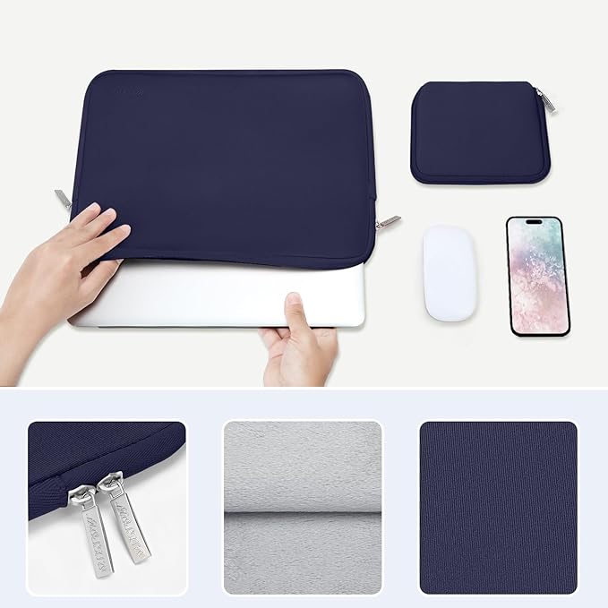 MOSISO Laptop Case 13.3 inch, 13-13.3 inch Laptop Sleeve Bag Compatible with MacBook Air/Pro 13 / Pro 14, HP Dell ASUS Lenovo Notebook, Neoprene Computer Sleeve Bag with Small Case, Navy Blue