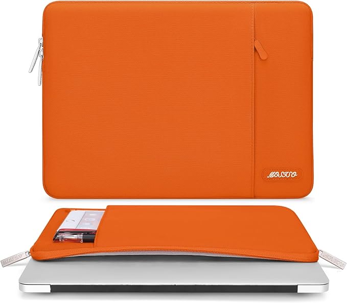 MOSISO Laptop Case 15 inch, 15 inch Laptop Sleeve Compatible with MacBook Air 15 M4 A3241 M3 A3114 M2 A2941 2025 2024 2023,Dell XPS 15,Polyester Vertical Computer Sleeve Bag with Pocket, Orange