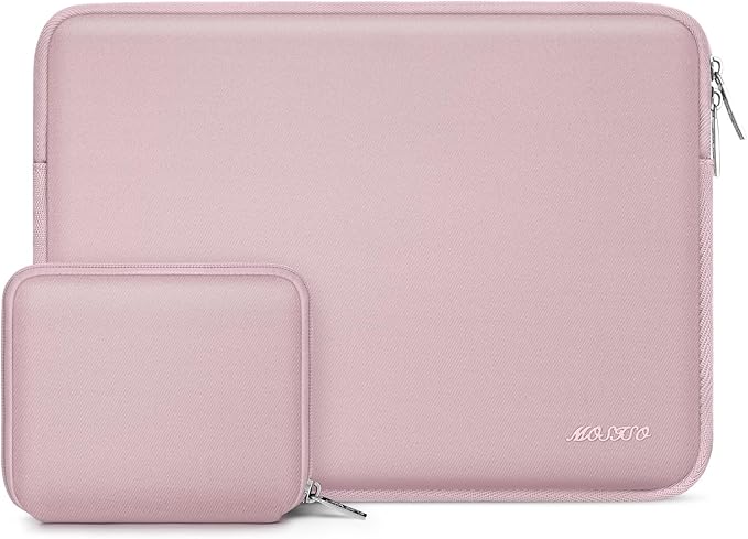 MOSISO Laptop Case 15 inch, 15 inch Laptop Sleeve Bag Compatible with MacBook Air 15 M4 A3241 M3 A3114 M2 A2941 2025 2024 2023, Dell XPS 15, Neoprene Computer Sleeve Bag with Small Case, Baby Pink
