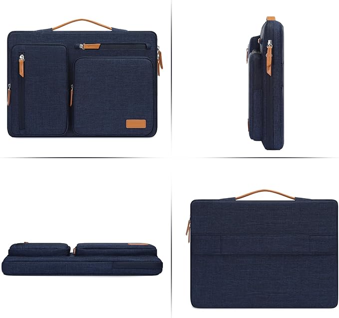 MOSISO 360 Protective Laptop Case 15 inch, 15 inch Laptop Sleeve Compatible with MacBook Air M4 M3 M2 2025 2024 2023, Dell XPS Plus, Side Open Carrying Case with 4 Zipper Pockets&Handle, Navy Blue
