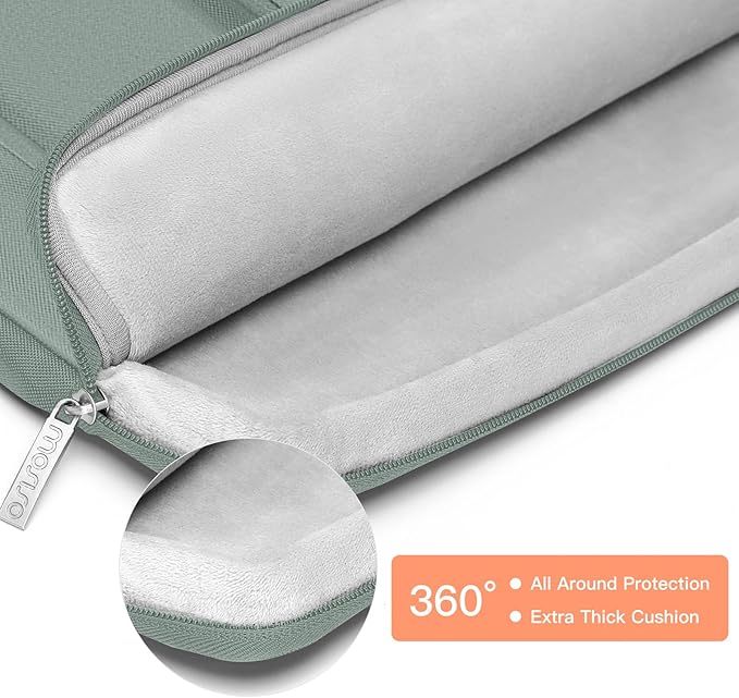 MOSISO 360 Protective Laptop Case 13.3 inch, 13-13.3 inch Laptop Sleeve Compatible with MacBook Air/Pro 13 / Pro 14, HP Dell ASUS Lenovo, Side Open Bag with 2 Raised&1 Flapover Pockets, Antique Green