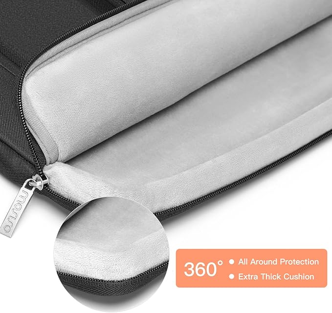 MOSISO 360 Protective Laptop Case 13 inch, Laptop Sleeve Compatible with MacBook Air 13 inch M4 M3 M2 M1 2025-2018 / Pro 13 M2 M1 2025-2016, Side Open Bag with 2 Raised&1 Flapover Pockets, Black