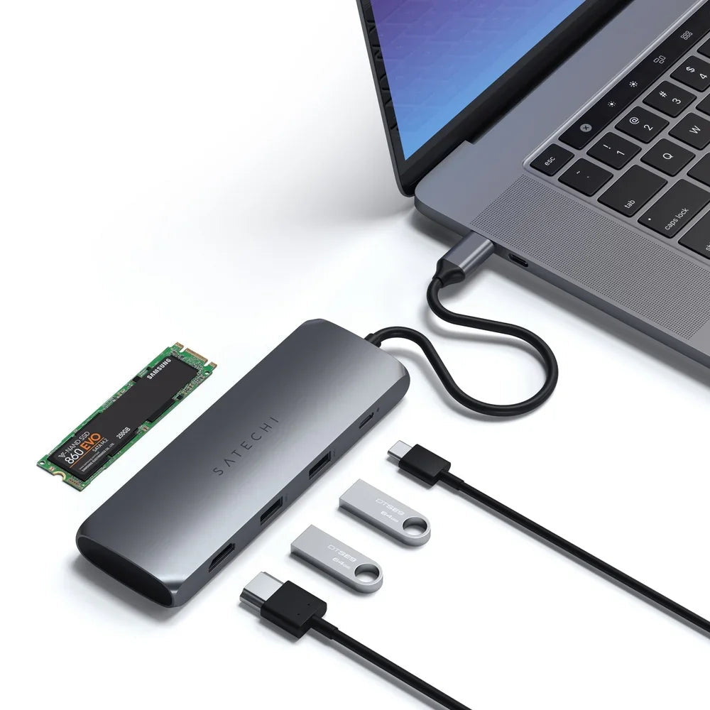 Satechi USB-C Hybrid Multiport Adapter With SSD Enclosure - Space Grey